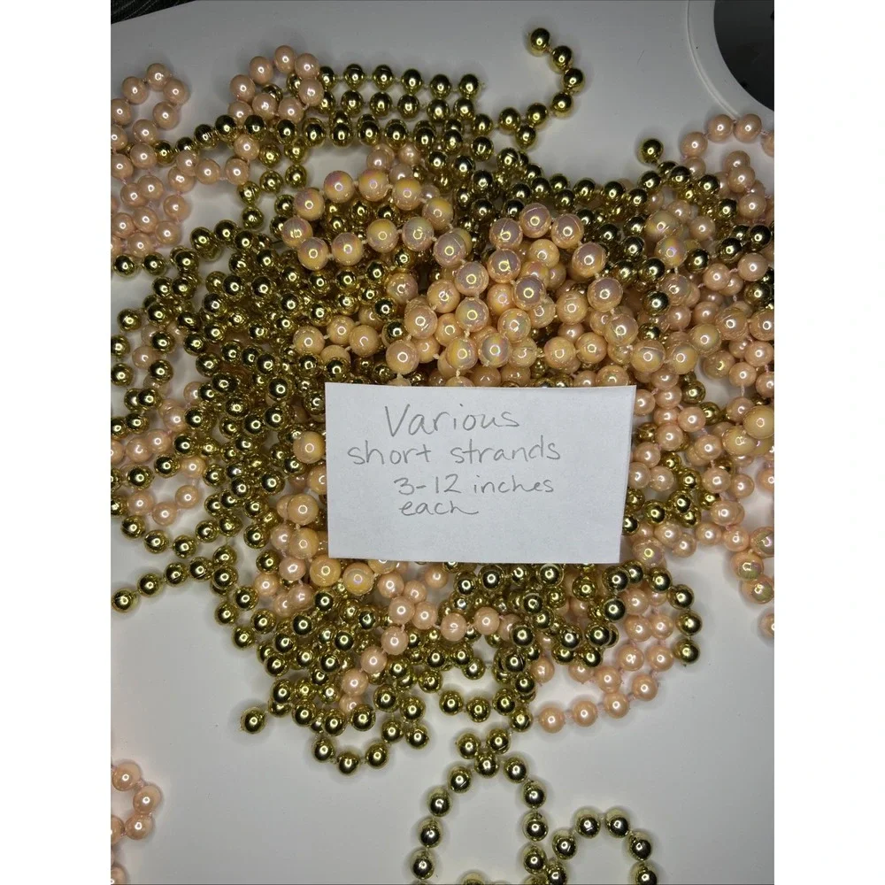 Vintage Bead Garland‎ Pink & Gold & Iridescent Strands Various Lengths